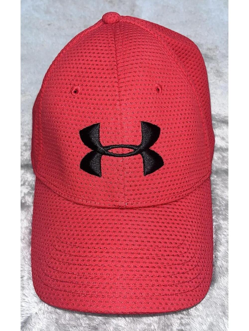 Under Armour Baseball Hat Red Stretch Fit Cap Size Medium/Large